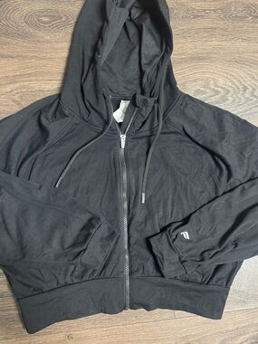 Fabletics Black Full-Zip Hooded Jacket